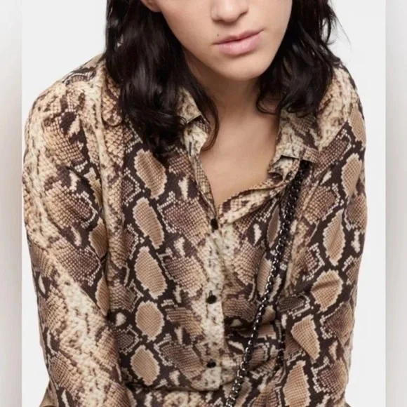 The Kooples Python Print Long sleeve Blouse Size EU1 - Picture 2 of 9